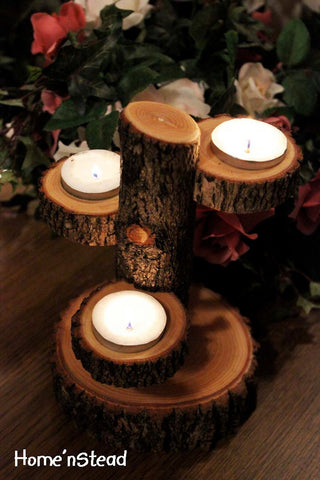 Tiered Candle Holder Stand / Rustic Wedding / Home Decor Candle Tree-thatfamilyshop.com