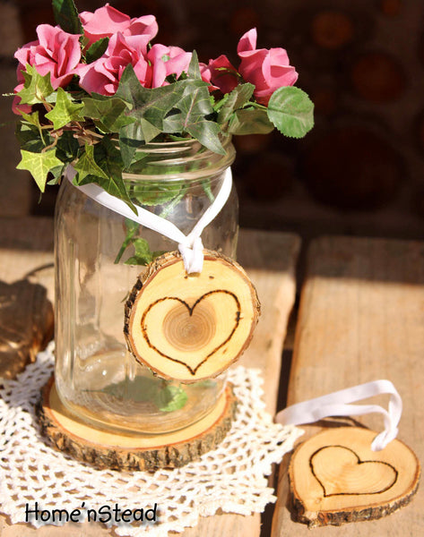 Rustic Wedding Tokens Mason Jar Decoration Hearts Table Centerpiece Heart Valentines Day Decor-thatfamilyshop.com