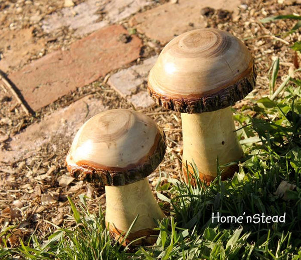 Log Mushrooms (Set of 2) Garden Gift Lawn Ornaments Display-thatfamilyshop.com