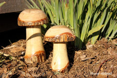 Log Mushrooms (Set of 2) Garden Gift Lawn Ornaments Display