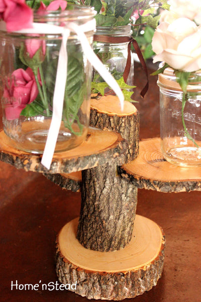 3-Tiered Rustic Wedding Decor Tree Mason Jar / Candle Stand Table Center Piece Holder-thatfamilyshop.com