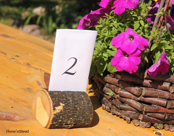 Tree-Chunk Card Holders Rustic Wedding Place Setting Reserved Seating Table Number Menu Stand-thatfamilyshop.com