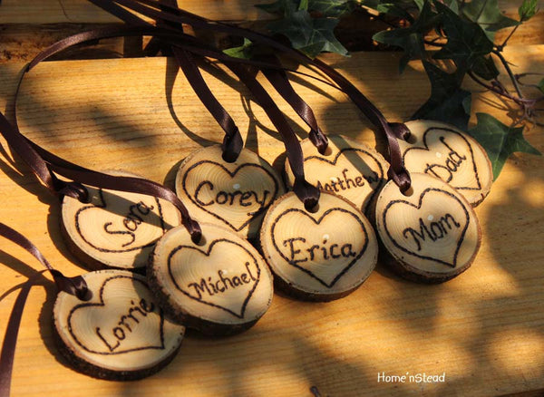 Rustic Wedding Tokens Mason Jar Decoration Custom Names / Dates / Mr. Mrs. Christmas Ornament Inside Hearts Table Centerpiece-thatfamilyshop.com