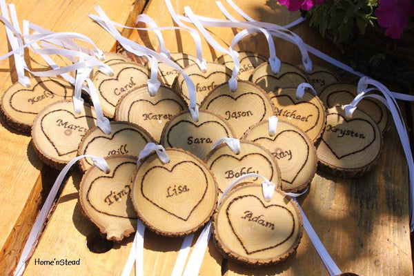 Rustic Wedding Tokens Mason Jar Decoration Custom Names / Dates / Mr. Mrs. Christmas Ornament Inside Hearts Table Centerpiece-thatfamilyshop.com