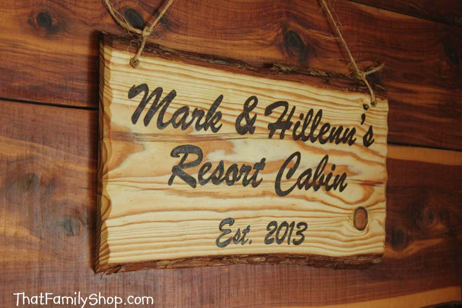 Custom Woodburned Sign Rustic Plaque Names Cabin Personalized-thatfamilyshop.com
