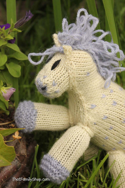 Nico: Knitted Pony Stuffed Animal Horse Natural Waldorf Inspired Eco Friendly Toy-thatfamilyshop.com