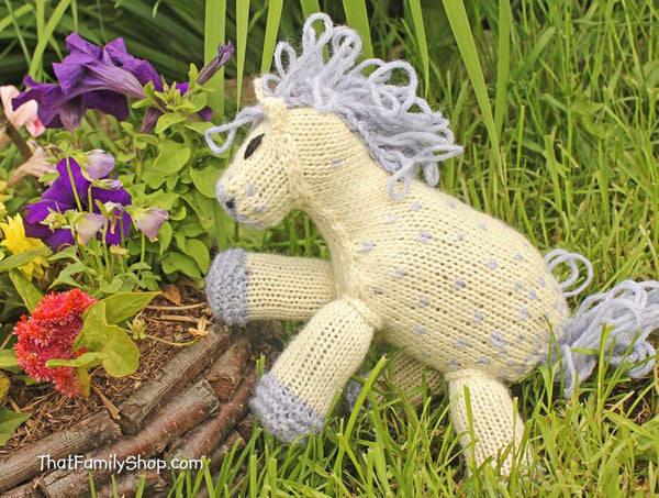 Nico: Knitted Pony Stuffed Animal Horse Natural Waldorf Inspired Eco Friendly Toy-thatfamilyshop.com