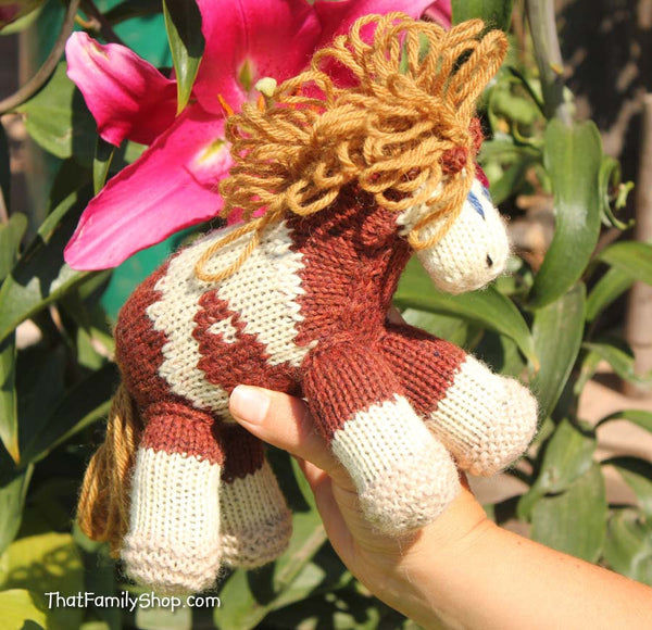 Rain: Pony Animated Spirit Movie Girl's Knitted Pony Stuffed Animal Natural Wool-thatfamilyshop.com