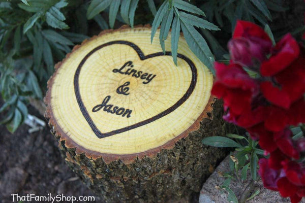 Rustic Jewelry Box Log with Hollowed Heart, Ring Bearer Pillow Dish with Lid Custom Personalization-thatfamilyshop.com