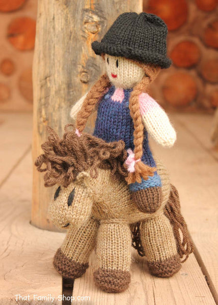 Apples: Knitted Pony Stuffed Animal Horse Natural Waldorf Inspired Eco Friendly Toy-thatfamilyshop.com