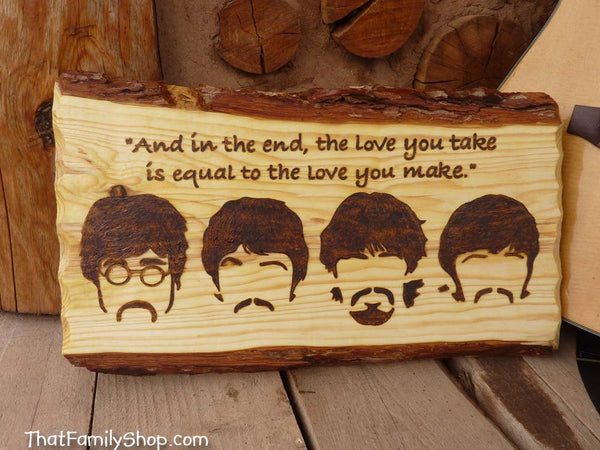 Beatles Wood Burned Wall Art Plaque Song Quote Fan Gift Famous Song Quote-thatfamilyshop.com