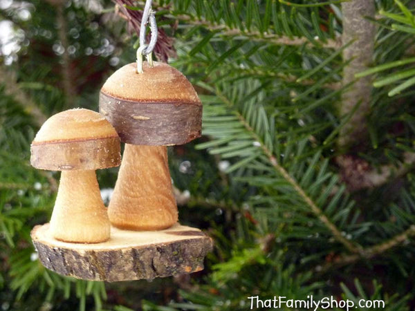 Christmas Mushroom Ornaments Pair Tree Set Holiday Decor Rustic-thatfamilyshop.com