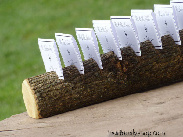 Log Placecard Card Holder Table Setting Rustic Wedding Display-thatfamilyshop.com