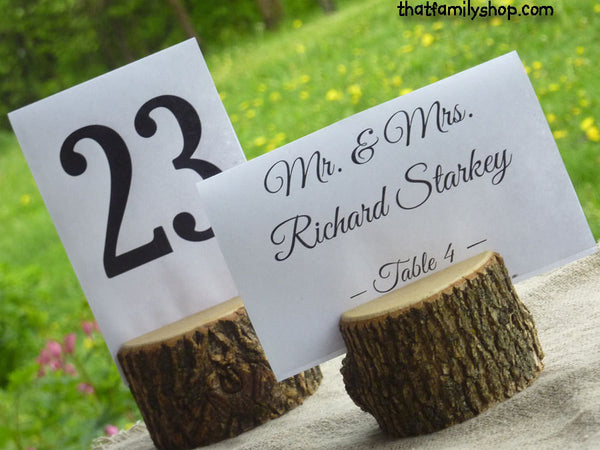 Rustic Wedding Log Table Number Stand Place Card Setting-thatfamilyshop.com