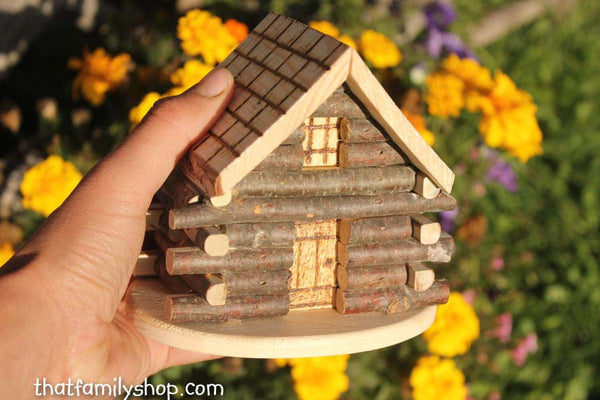 Miniature Cabin Cake Topper Rustic Wedding Display-thatfamilyshop.com