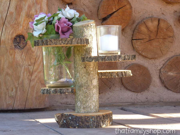 Rustic 4-Tiered Stand Candles Flowers Wedding Table Center Piece Home Decor-thatfamilyshop.com