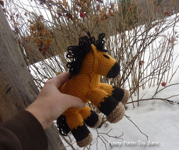 Spirit: Buckskin Toy Horse Girl's Knitted Pony Stuffed Animal Natural Wool Waldorf Inspired Play-thatfamilyshop.com