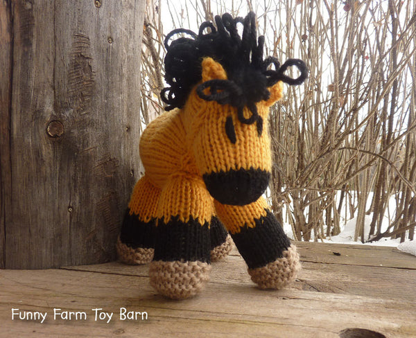 Spirit: Buckskin Toy Horse Girl's Knitted Pony Stuffed Animal Natural Wool Waldorf Inspired Play-thatfamilyshop.com