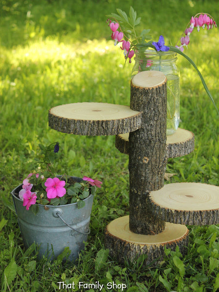 Large 3-Tiered Rustic Wedding Decor Tree Mason Jar / Candle Stand Table Center Piece Cupcake Holder-thatfamilyshop.com