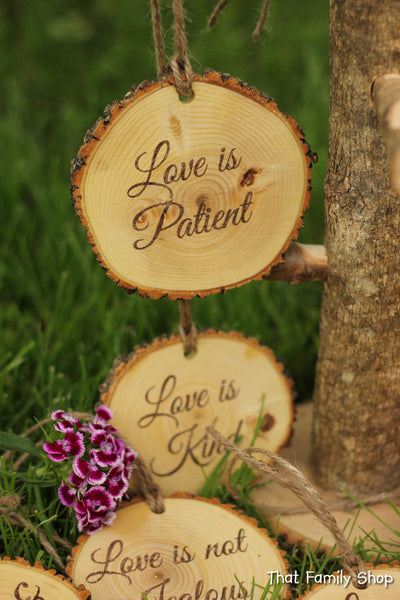 Corinthians Aisle Markers 'Love is Patient, Love is Kind..', Set of Ten 1.Cor.13: Rustic Wedding-thatfamilyshop.com