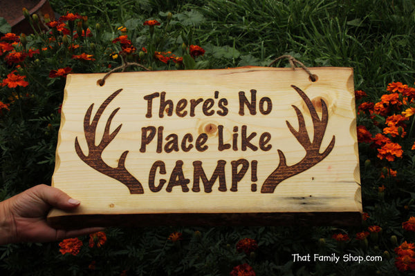 Rustic Wood Camp Sign, Welcome Plaque, Deer, Hunting, Cabin Decor-thatfamilyshop.com