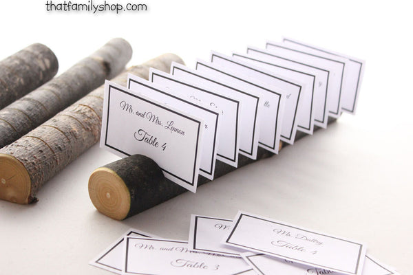 Log Placecard Card Holder with Smooth Bark Table Setting Rustic Wedding Display-thatfamilyshop.com