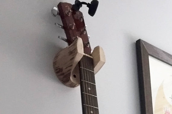 Wall-Mounted Log Guitar Hanger, Rustic Accessory for Musician, Banjo, Mandolin Player-thatfamilyshop.com