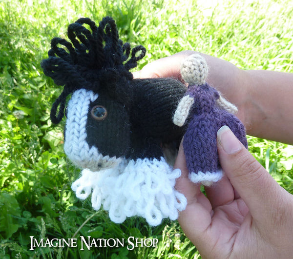 Bucky: Fluffy Footed Mini Pony Knitted Horse Colt Natural Waldorf Toy-thatfamilyshop.com