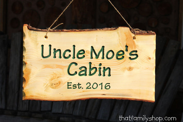 Engraved Rustic Sign, Custom Wood Wall-Hanging with Names, Personalized Cabin Decor, Anniversary-thatfamilyshop.com