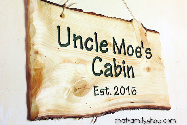 Engraved Rustic Sign, Custom Wood Wall-Hanging with Names, Personalized Cabin Decor, Anniversary-thatfamilyshop.com