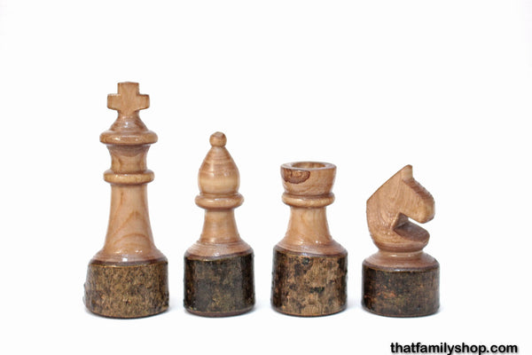 Handcrafted Chess Set with Tree Bark