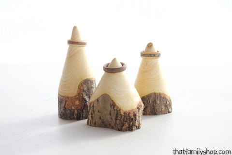 THREE Ring Cone Holders, Turned from Rustic Logs-thatfamilyshop.com