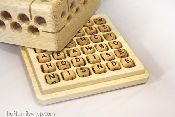6x6 "Super" Big Boggle Wooden Handmade Family Word Game-thatfamilyshop.com